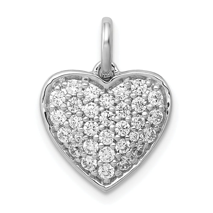 14k White Gold Open Back Polished Finish 0.612-CT Diamond Heart Shape Design Charm Pendant