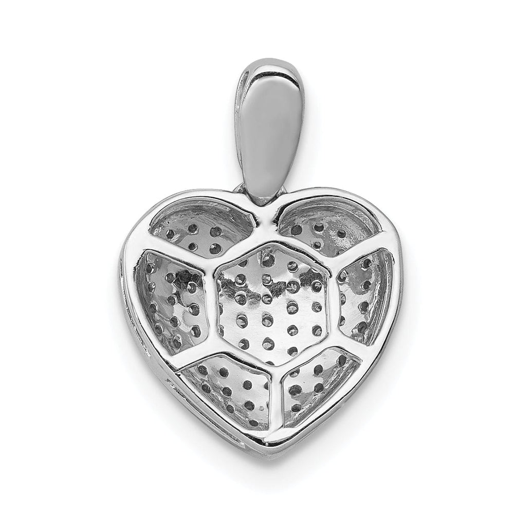 14k White Gold Open Back Polished Finish 0.246-CT Diamond Heart Mesh Design Charm Pendant