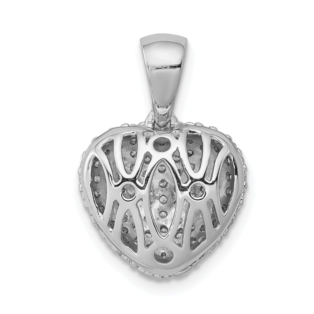 14k White Gold Open Back Polished Finish 0.433-CT Diamond Heart Shape Design Charm Pendant