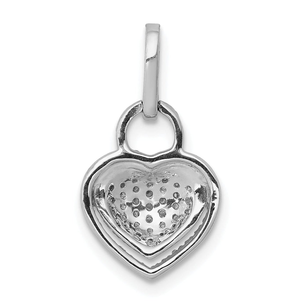 14k White Gold Open Back Polished Finish 0.196-CT Diamond Fancy Heart & Bail Design Charm Pendant