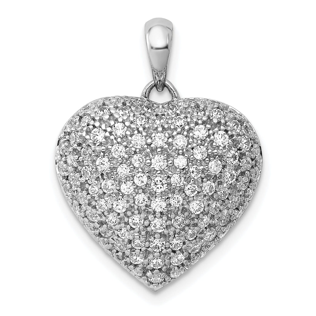 14k White Gold Open Back Polished Finish 1-CT Diamond Fancy Heart Shape Design Charm Pendant