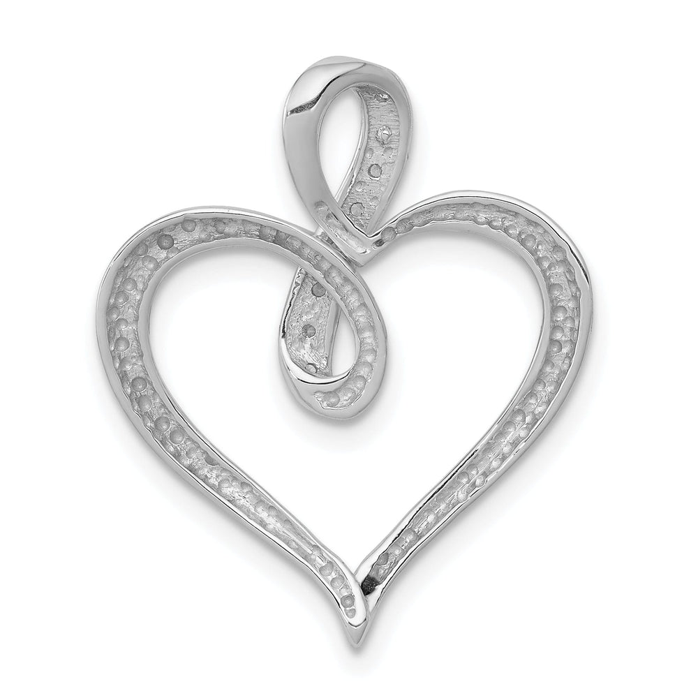 14k White Gold Polished Finish Open Back 0.048-CT Diamond Heart with Infinity Design Charm Pendant