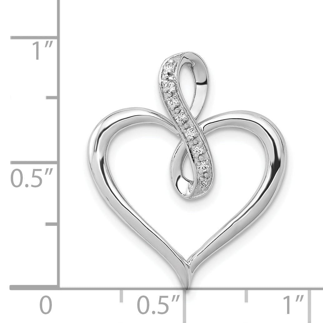 14k White Gold Polished Finish Open Back 0.048-CT Diamond Heart with Infinity Design Charm Pendant