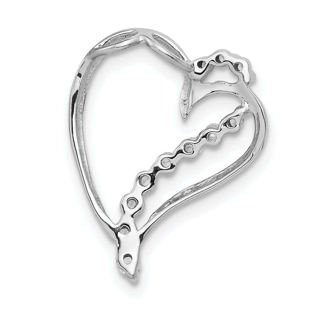 14k White Gold Polished Finish 1/6-CT Diamond Fancy Heart Design Chain Slide Pendant will not fit on Omega Chain