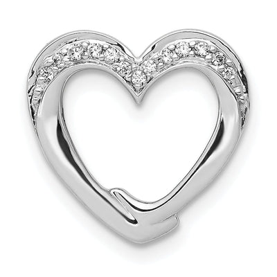 14k White Gold Open Back Polished Finish 1/15-CT Diamond Heart Chain Slide Pendant will not fit Omega Chain