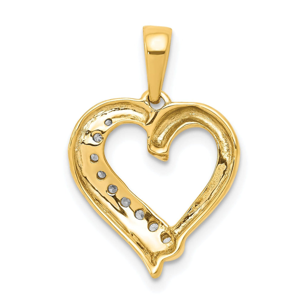 14k Yellow Gold, White Rhodium Polished Finish 0.099-CT Diamond Heart Design Charm Pendant