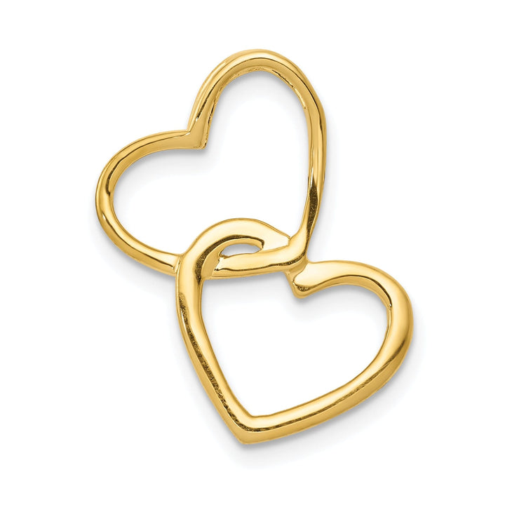 14k Two Tone Gold Closed Back Polished Finish 0.1-CT Diamond Double Heart in Heart Design Chain Slide Pendant will not fit Omega Chain