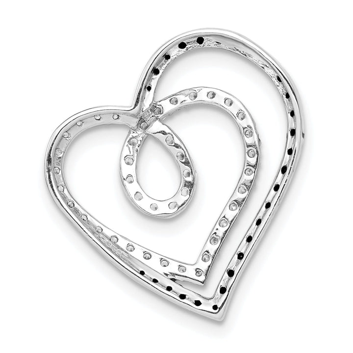 14k White Gold Polished Finish Black & White 0.404-CT Diamond Entwined Loop Design Heart Chain Slide Pendant will not fit Omega Chain