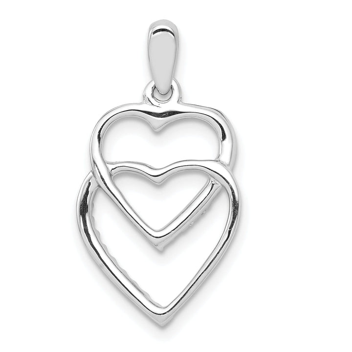 14k White Gold Polished Finish Closed Back 0.1-CT Diamond Two Entwined Hearts Design Charm Pendant