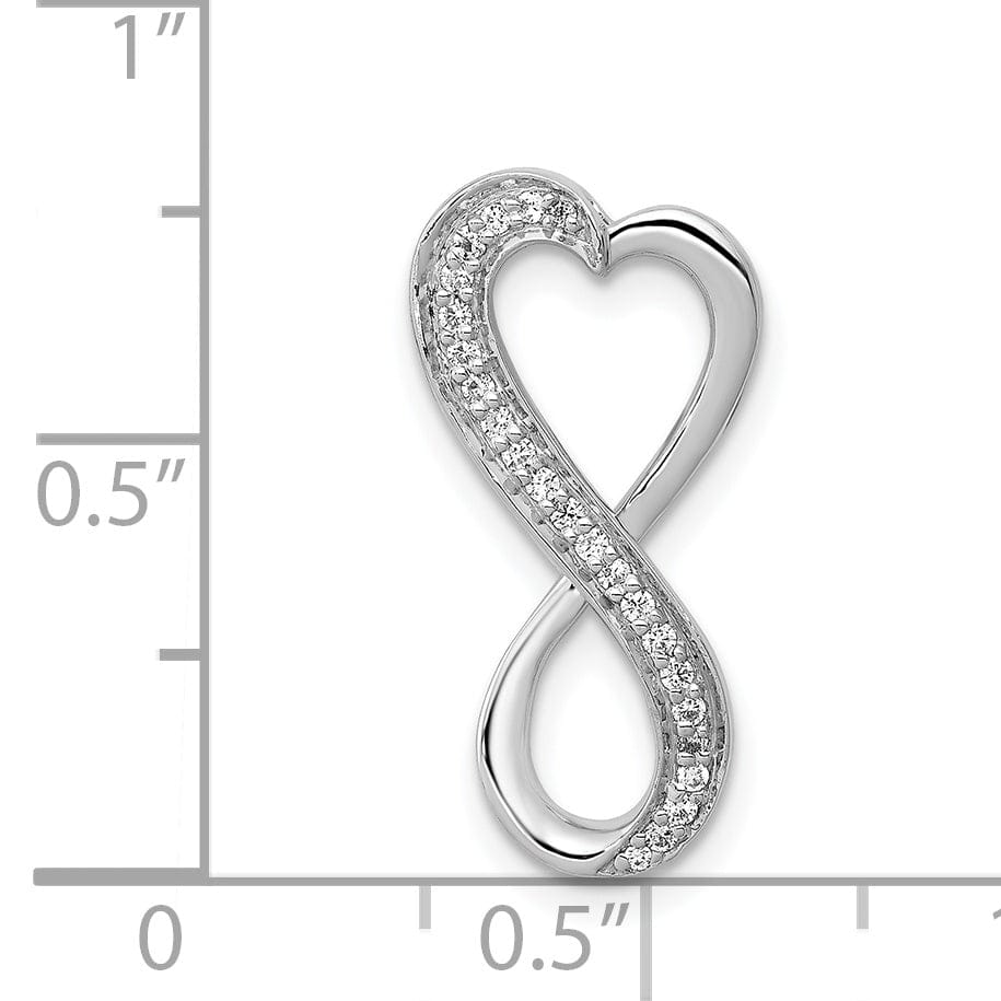 14k White Gold 0.103-CT Diamond Freeform Heart Infinity Chain Slide Pendant