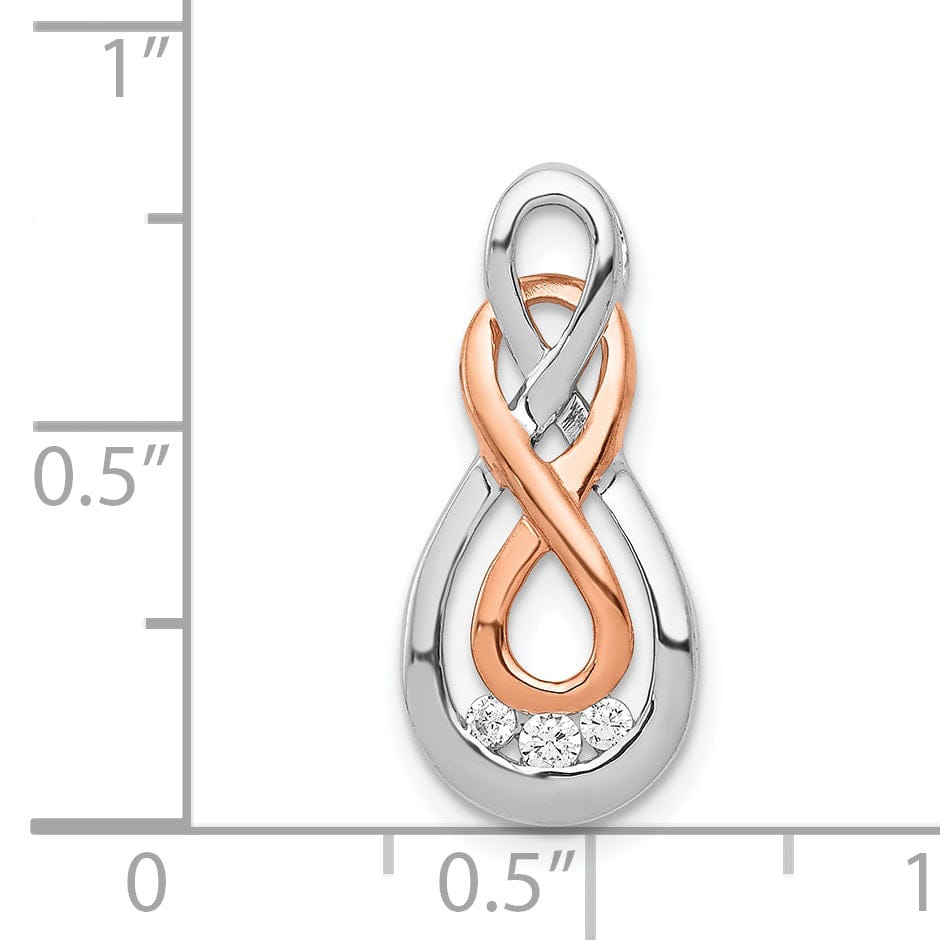 14k White and Rose Gold 0.07-CT Diamond Double Infinity Chain Slide Pendant