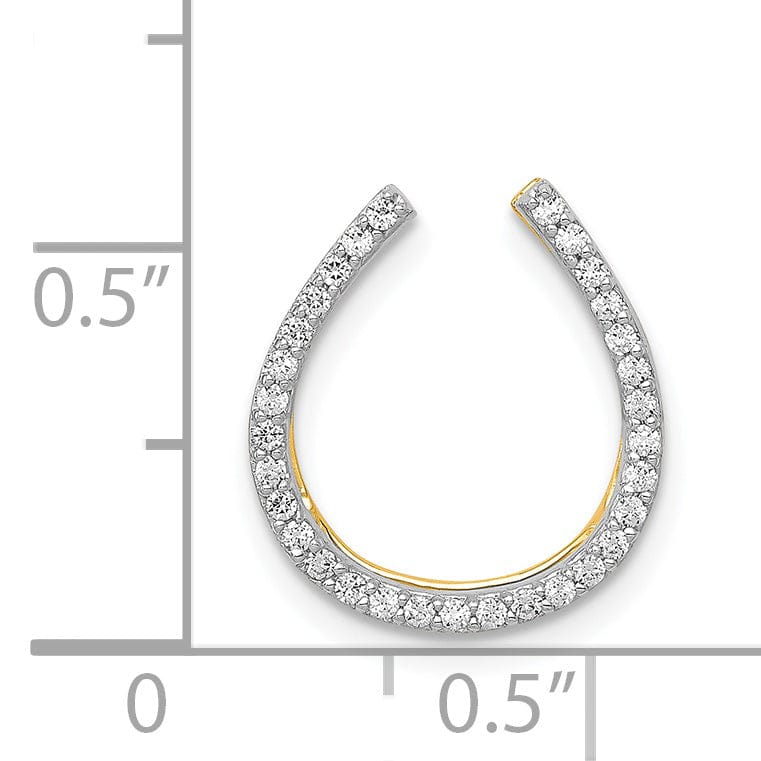 14k Yellow Gold and White Rhodium 1/6ct Diamond Horseshoe Chain Slide Pendant will not fit omega chain