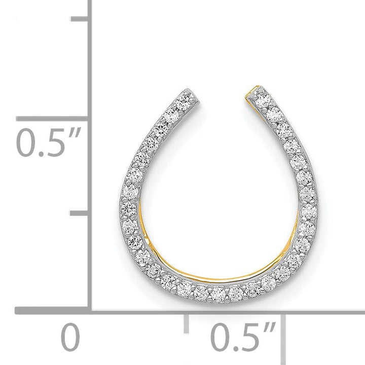 14k Yellow Gold and White Rhodium 1/6ct Diamond Horseshoe Chain Slide Pendant will not fit omega chain