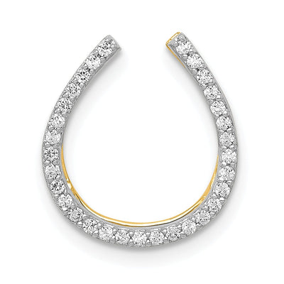 14k Yellow Gold and White Rhodium 1/6ct Diamond Horseshoe Chain Slide Pendant will not fit omega chain at $ 301.85 only from Jewelryshopping.com