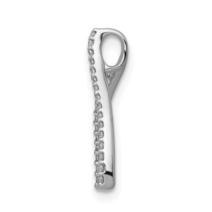 14k White Gold Polished Finish 0.12CT Diamond Wishbone Design Chain Slide Pendant will not fit Omega Chain