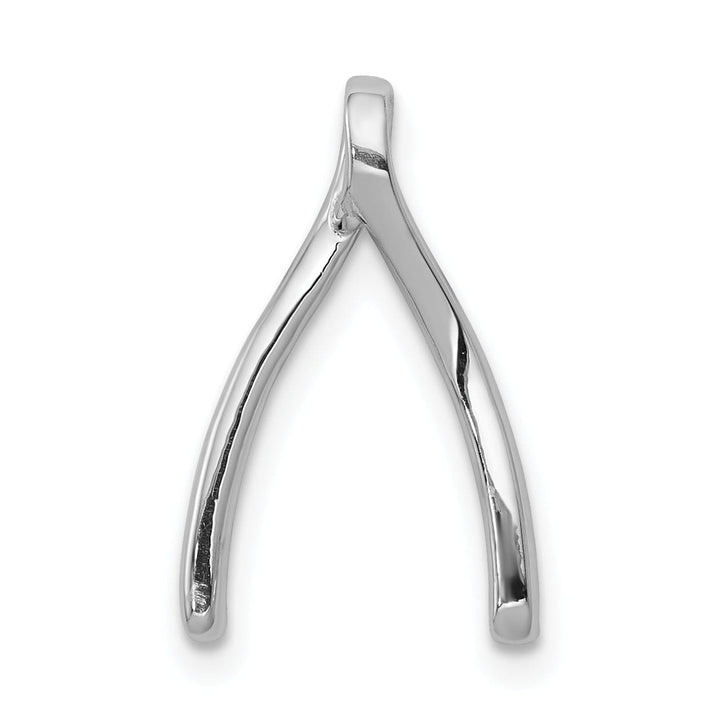 14k White Gold Polished Finish 0.12CT Diamond Wishbone Design Chain Slide Pendant will not fit Omega Chain