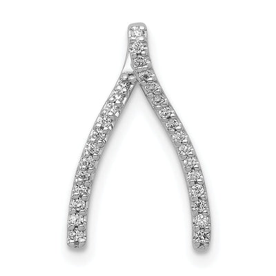14k White Gold Polished Finish 0.12CT Diamond Wishbone Design Chain Slide Pendant will not fit Omega Chain