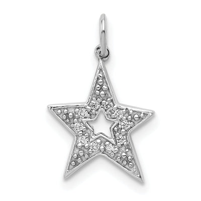 14k White Gold Open Back Polished Finish 1/20ct. Diamond Star Design Charm Pendant at $ 175.88 only from Jewelryshopping.com
