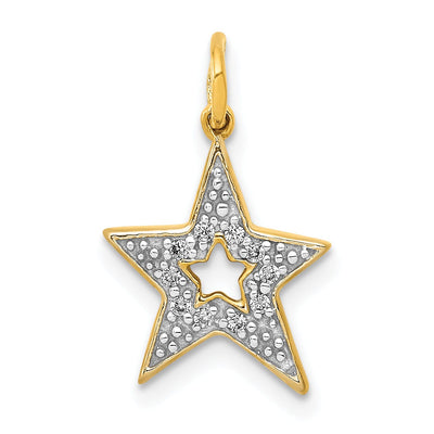 14k Yellow Gold Open Back Polished Finish 0.05CT Diamond Star Design Charm Pendant at $ 171.56 only from Jewelryshopping.com
