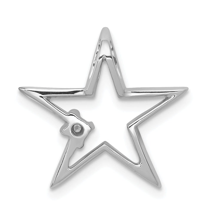 14k White Gold Open Back Polished Finish .01ct. Diamond Star Chain Slide Pendant Will not fit omega chains