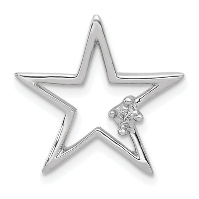 14k White Gold Open Back Polished Finish .01ct. Diamond Star Chain Slide Pendant Will not fit omega chains at $ 190.84 only from Jewelryshopping.com
