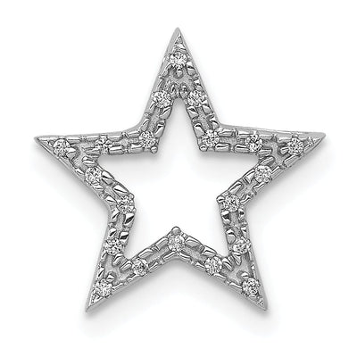 14k White Gold Open Back Polished Finish Small 0.05CT Diamond Star Chain Slide Pendant will not fit omega chains at $ 138.04 only from Jewelryshopping.com