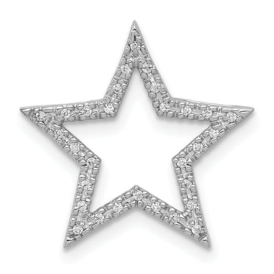 14k White Gold Open Back Polished Finish 0.09CT Diamond Star Chain Slide Pendant will not fit omega chains