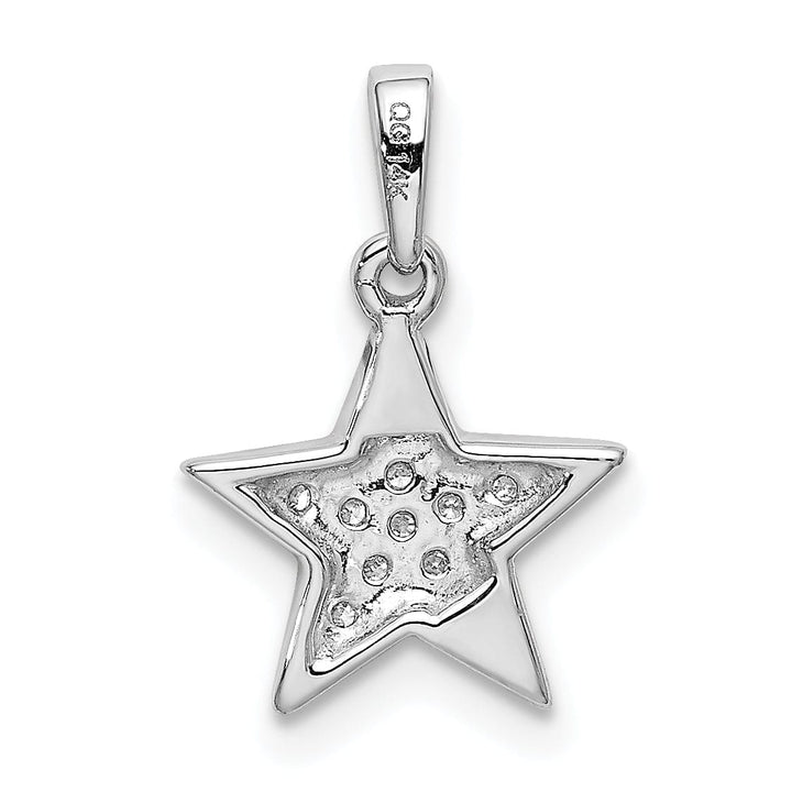 14k White Gold Open Back Polished Finish 1/10ct. Diamond Star Design Charm Pendant