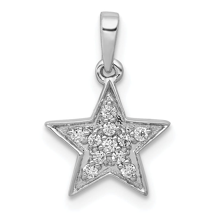 14k White Gold Open Back Polished Finish 1/10ct. Diamond Star Design Charm Pendant