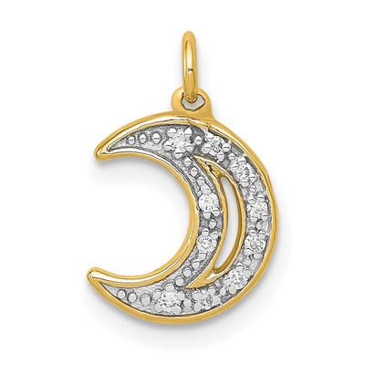 14k Yellow Gold Open Back Polished Finish 0.05-CT Diamond Moon Charm Design Pendant at $ 164.92 only from Jewelryshopping.com
