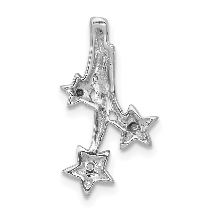14k White Gold Polished Diamond Shooting Stars Design Chain Slide Pendant