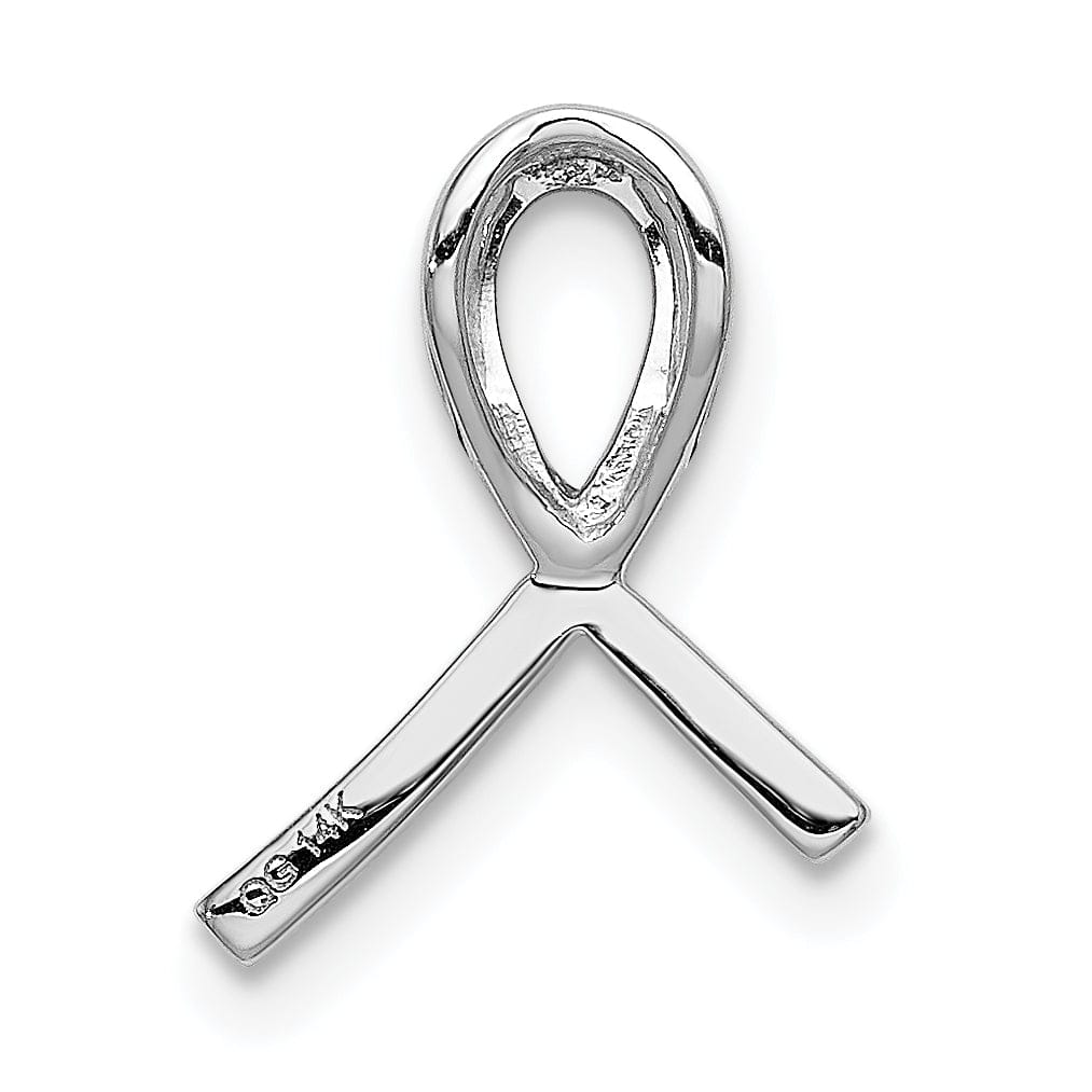 14k White Gold Polished Finish Awareness Ribbon 1/10-ct Diamond Slide Pendant will not fit Omega Chain