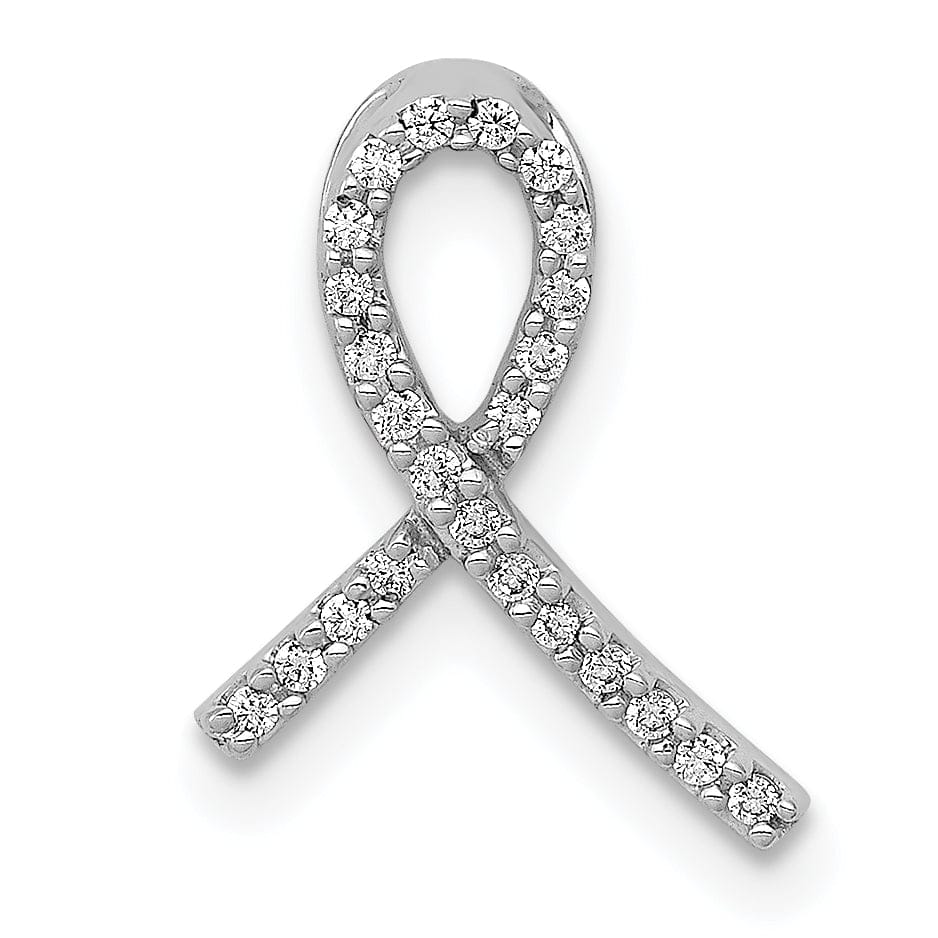 14k White Gold Polished Finish Awareness Ribbon 1/10-ct Diamond Slide Pendant will not fit Omega Chain