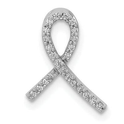 14k White Gold Polished Finish Awareness Ribbon 1/10-ct Diamond Slide Pendant will not fit Omega Chain at $ 214.3 only from Jewelryshopping.com