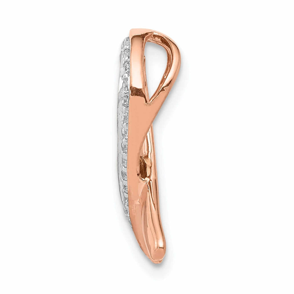 14k Rose Gold Open Back Polished Finish Awareness Ribbon 0.085-ct Diamond Slide Pendant will not fit Omega Chain