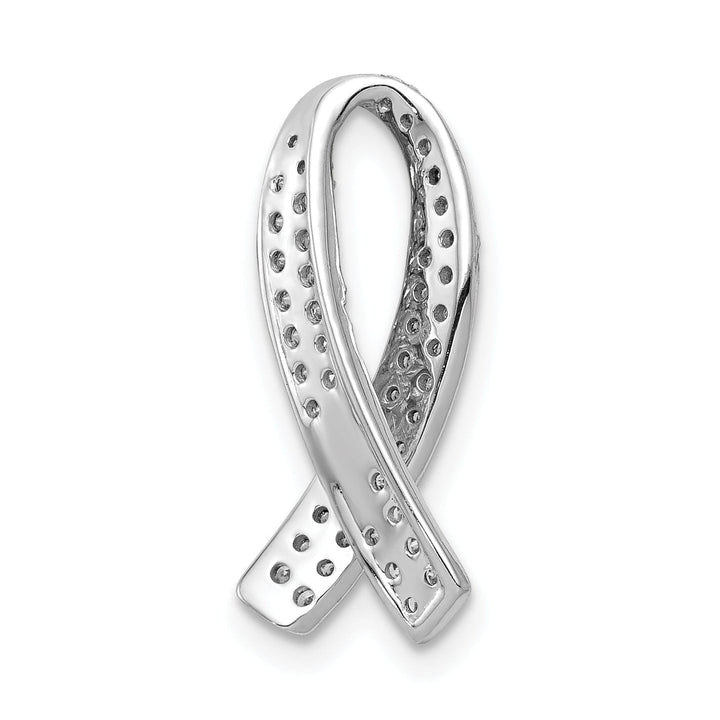 14k White Gold Open Back Polished Finish Awareness Ribbon 0.3-ct Diamond Slide Pendant will not fit Omega Chain