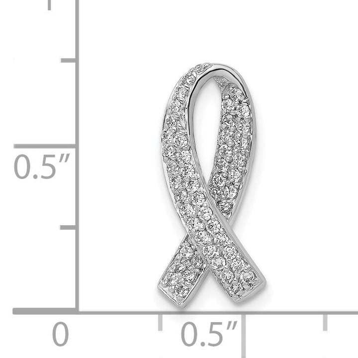 14k White Gold Open Back Polished Finish Awareness Ribbon 0.3-ct Diamond Slide Pendant will not fit Omega Chain