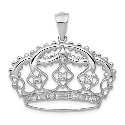14k White Gold Polished Finish 0.205CT Diamond Crown Design Charm Pendant at $ 561.09 only from Jewelryshopping.com