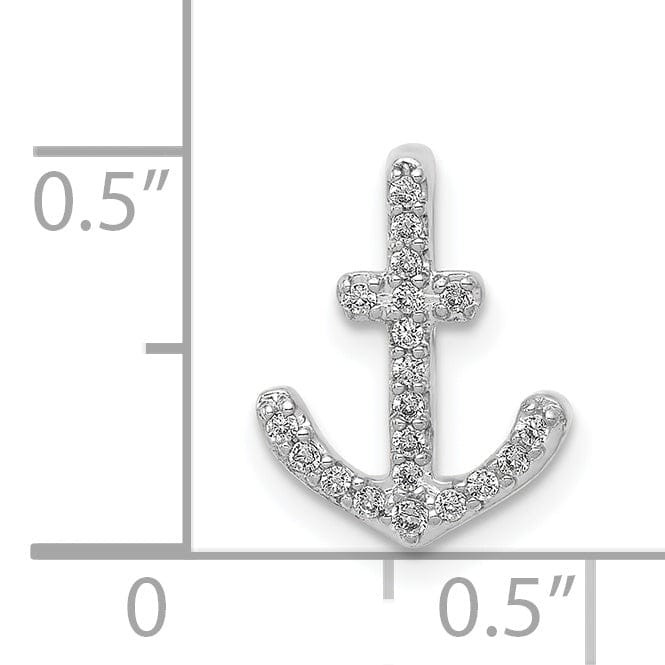 14k White Gold Rhodium 1/10ct. Weight Diamond Anchor Slide Pendant