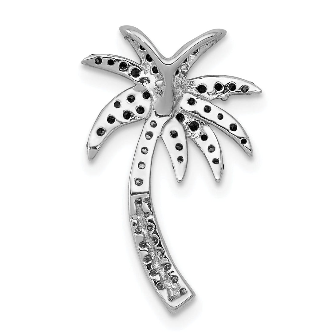 14k White Gold White, Green Diamonds Palm Tree Chain Slide Pendant will Not fit Omega