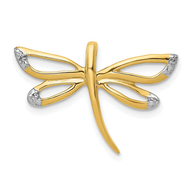 14k Yellow Gold Diamond White Rhodium Open Back Polished Finish Accent Dragonfly Chain Slide Pendant will not fit Omega Chain at $ 97.85 only from Jewelryshopping.com