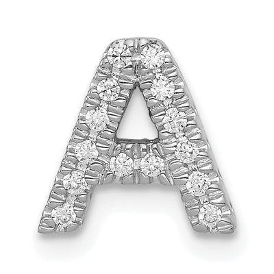14K White Gold Diamond 0.12-CT Letter A Initial Charm Pendant
