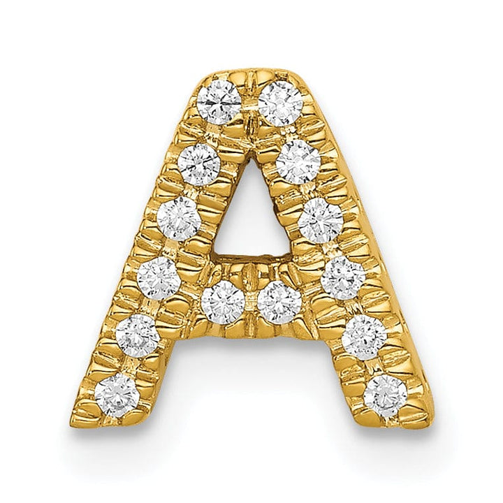 14K Yellow Gold Diamond 0.12-CT Letter A Initial Charm Pendant