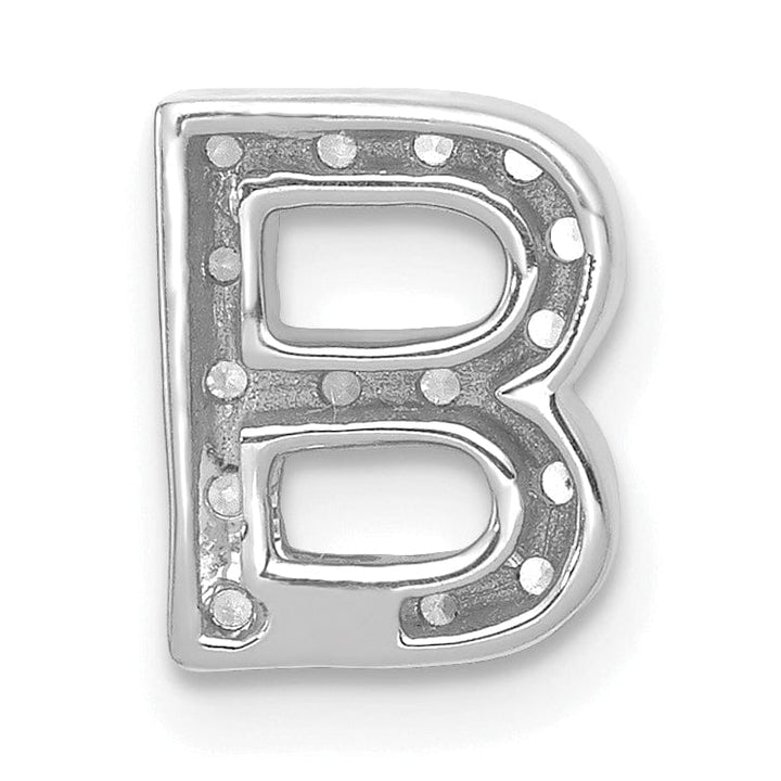 14K White Gold Diamond 0.16-CT Letter B Initial Charm Pendant