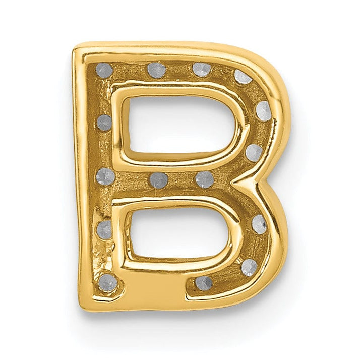 14K Yellow Gold Diamond 0.16-CT Letter B Initial Charm Pendant