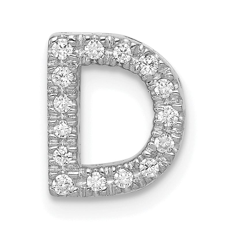 14K White Gold Diamond 0.15-CT Letter D Initial Charm Pendant