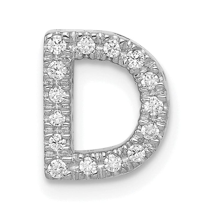 14K White Gold Diamond 0.15-CT Letter D Initial Charm Pendant
