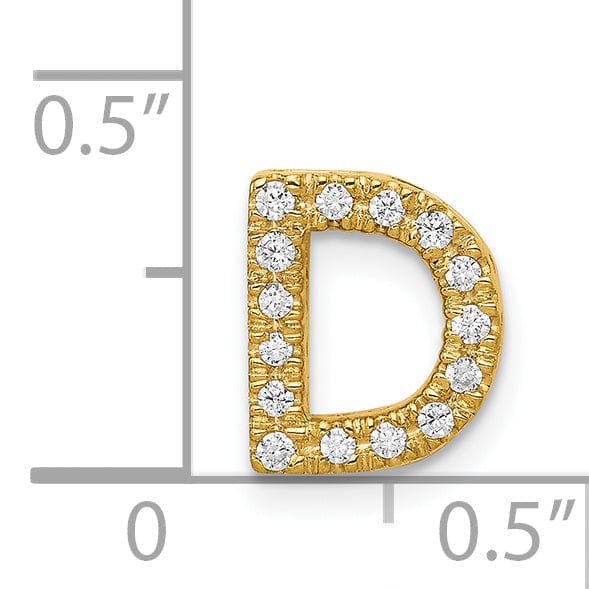 14K Yellow Gold Diamond 0.15-CT Letter D Initial Charm Pendant