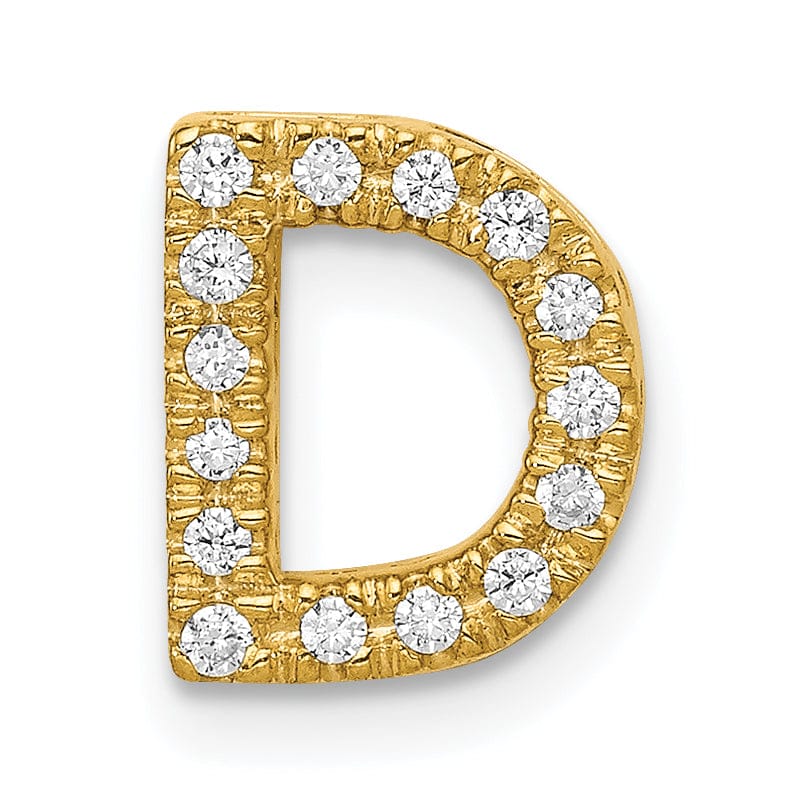 14K Yellow Gold Diamond 0.15-CT Letter D Initial Charm Pendant