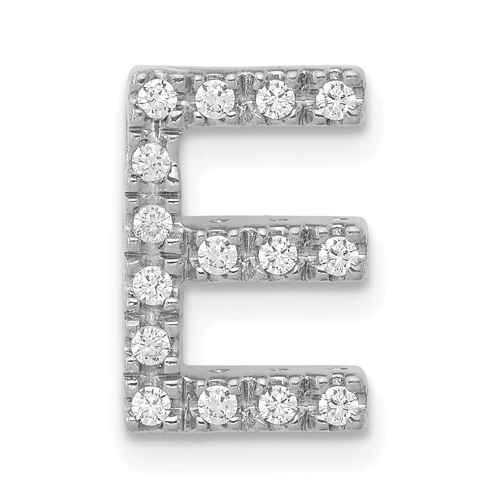14K White Gold Diamond 0.15-CT Letter E Initial Charm Pendant